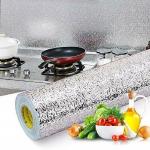 SOJITRA EXPORT 300 cm Aluminium Foil Stickers, Waterproof Sticker Heat Resistant Washable Peel and Stick Aluminum Foil Self-Adhesive Oil Proof Waterproof Kitchen Backsplash Wallpaper Stickers (3m, multi design, silver) Non-Reusable Sticker (Pack of 1)
