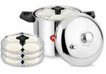 Pigeon Heavy Gauge Stainless Steel Idli Cooker Induction & Standard Idli Maker (4 Plates , 16 Idlis )