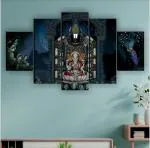 saf Tirupati Balaji Religious UV Textured Wall Painting for Home decorative Digital Reprint 18 inch x 30 inch Painting (Without Frame, Pack of 5)