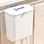 House of Quirk Hanging Kitchen Trash Can With Lid, Double-Sided Open Lid Design, Kitchen Trash Can, Kitchen Cabinet Door Hanging Wall Storage Bucket (9 Litre White)