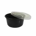 Hriday Foods 250 ml Black Round Container with Air Tight Transparent Lid : Set of 25 - Microwave Safe, Kitchen Storage, Reusable Plastic containers for Food delivery, Fridge Storage