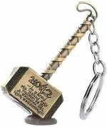 Blue Aura Alonzo Gold Metal Thor Hammer Key Chain