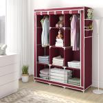 TINNITUS Ossted Carbon Steel Maroon Light Do-It-Yourself Collapsible Wardrobe(Maroon Light)