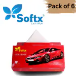 SOFTX Car Tissue Box, 80 Pulls, 2-Ply Tissues, Pack of 6