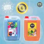 MIZZIWASH Blue Washing Machine Liquid Detergent+ Orange Dish Wash Gel (5+ 5 ltr) Multi-Fragrance