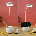 SaleOn Rechargeable Desk Lamp Table Lamp Night Lamp Study Lamp Eye Protection Learning Dormitory Multifunction LED USB Charging Touch Light Mobile with Pen Holder White Pack of 1