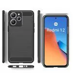 Fastship Silicone Hybrid Rubber Case Back Cover for REDMI 12 4G - Black