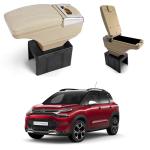 Oshotto PU Leather AR-01 Car Armrest Console Box Compatible with Citroen C3 Aircross - Beige