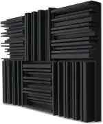 YGM Acoustic Foams Black Line Diffuser Studio Absorption Foam Wall Panel 12X12X2 inch ,Pack Of 36