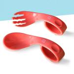 Bembika Red Silicone Baby Training Spoon Curved Spoon For Kids