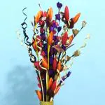 Palesaa Orange Blue Red Blue spiral Ballade Dry Handmade Flower Multicolor Ballmum Artificial Flower (30 inch, Pack of 1, Flower Bunch)