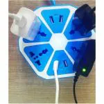 BOPUD Electrical Extension Cord Hexagon Cord Power Socket with 4 USB Port for Computer and Mobile 4 Socket Charging Point Protector Extension Board for Home & Office.