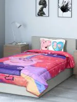 Saral Home Pink Velvet And Cotton Peppa Pig Ac Quilt With 2 Cushions 135x210 cm