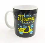 Urban Sajavaat Journey Motivational Black Cup Shape Ceramic Coffee Cup 325 ml