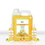 VRH Lemon Peel & Tulsi Sanitizer 5L + 2x200ml Lemon Sanitizer Cans, Non Sticky Nourishing (5.4L)