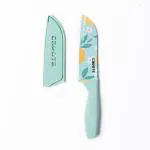 Carote Kitchen Knife, Stainless Steel Santoku, with Blade Cover, Blue, 5 inch