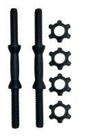 Artino PVC Coated 14-Inch Dumbbell Rods Black Color with Plastic Nuts for Weight Lifting Workout Bar (Pack of 2 Pcs)