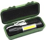 ShopGlobal 3W Super Bright XPE COB LED Zoom Aluminium Mini Flashlight Waterproof USB Torch (Black : Rechargeable)