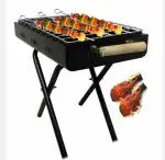 GLOWLIGHT UNIVERSAL Tabletop CHARCOAL HOME & KITCHEN SMALL stayl Charcoal Grill Barbeque with 4 Skewers (Stellar Black)