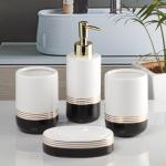 Kookee Ceramic Bathroom Accessories Set of 4, Modern Ceramic Bath Set with Liquid Soap Dispenser and Toothbrush Holder, Bathroom Accessory Set Gift Items for Home (7656)