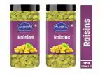 Aldeira Natural Seedless Green Raisins (500g x 2) | Premium Kishmish Jar Combo of 2