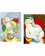 DECOR ADVENTURES La Lecture (Reading) and Le Reve (the Dream) by Pablo Picasso Wall Painting 12 x 15 inch (Pack of 2)