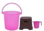 Plastic Bathroom Bucket and Mug Set