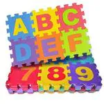 AMP CREATIONS Interlocking Learning Alphabet ABC & Numbers Puzzle Play Mat For Kids,Multi-Color