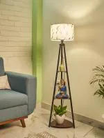Prodezine Metal Floor Lamp With 3 Shelves (Farm Petal), Multicolor