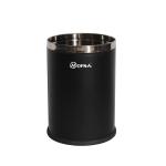 Mofna Black Stainless Steel Open Type Solid Dustbin Without Lid - 7 X 10 Inch