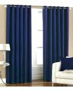 SWARNADEEP Room Darkening Polyester Door Curtain - 7 feet 6 inch (Colour - Blue, Set of 2)