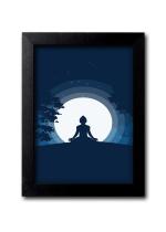 Blue Nexus Lord Buddha Meditation Wall Poster with Wall Frame Room Art Painting Collection A4 size 10x13