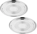 Dokchan Silver Solid Stainless Steel Plane Plate, Bhojan Thali, Dinner Plate Set 10 Inch (Pack Of 2)