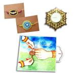 Designarium Rakhi Gift Hamper Card Diya and Kids Batman Captain American Rakhi