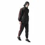 USI UNIVERSAL Men's Black Polyester 415SZ (Size XL) with Polyester Coated Material, Mesh Lined, Elasticated Arms, Zipped Top, Sauna Suit for Fitness Weight Loss Exercise Gym Training
