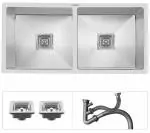 Ruhe Double Bowl 45x20x9 Inches Kitchen Sink | Premium Stainless Steel Handmade Double Bowl Kitchen Sink | With Undercoating (Matt Finish) | Including Sink Coupling and Waste pipe