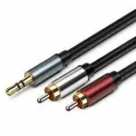 fdealz (5 Meters) 3.5mm Stereo Male to 2 Ports RCA Male Audio Cable, Stereo to RCA Y Splitter Cable, Audio Cable for CD DVD Player Speaker, 3.5mm Male to 2x RCA Male Cable, Stereo to 2 RCA