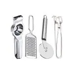 DreamBasket Stainless Steel Lemon Squeezer & Cheese Grater & Pizza Cutter & Pakkad for Kitchen