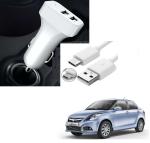 Kozdiko 5.1 Amp 2 USB Fast Car Charger with C-Type Cable for Maruti Suzuki Swift Dzire Type-2(2011-2017)
