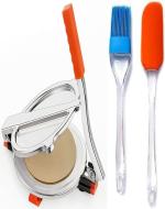 Wofier Heavy Quality Manual Stainless Steel Puri Roti Maker Press Machine With Handle With Big Spatula And Oil Brush Set Multicolour - Pack Of 3