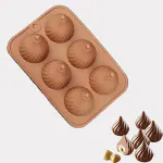 MoldBerry Big Modak Shape 6 Cavity Chocolate Mould, Silicone Molds for Candy, modak Filling, Silicon Brown Fondant Cupcakes Decoration Cake Border Decorating for Ganesh Chaturti Festival Theme