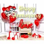 SV Traders Happy Anniversary Red Theme Decoration For Home Combo Of 33 Pcs-