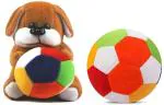 Babique Ball & Dog Combo Stuffed Soft Toy Plush for Kids Baby Boy Girl Birthday (19cm & 11cm)