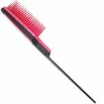Hair Line Professional 5 Row Comb Durable n Flexible Tame n Tease Rat Tail Comb for Styling, Back Combing, Detangling, Sectioning n Volumizing_Pink