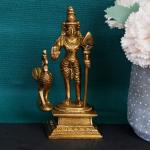 ARTVARKO Decorative Brass Lord Murugan Kartikeya Kumaraswamy Standing with Peacock Idol - 4.5 inch