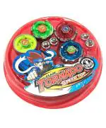 CrackaDeal 4 in 1 Metal Beyblade Toy Set With Stadium and Launchers, Red