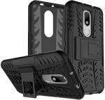 Accessories Kart Motorola M Black Plastic, Polycarbonate Shockproof Kickstand Back Case Cover