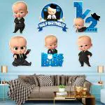 Zyozique Boss Baby Half Birthday Cardstock Cutout With Glue Dot For Kids Theme For Baby Shower 1/2 Birthday Decorations Supplies (Pack Of 7) Blue Birt