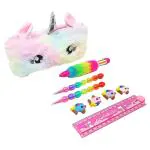 Parteet Multicolor Synthetic Unicorn Stationary Set Combo ,Pack of 6