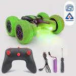 NHR Super 360 Degree Car Double Sided Rotating RC Stunt Car, Remote Control Car Toy with in-Built Rechargeable Battery, USB Cable, Screw Driver & Light for Kids (6+ Years, Green)